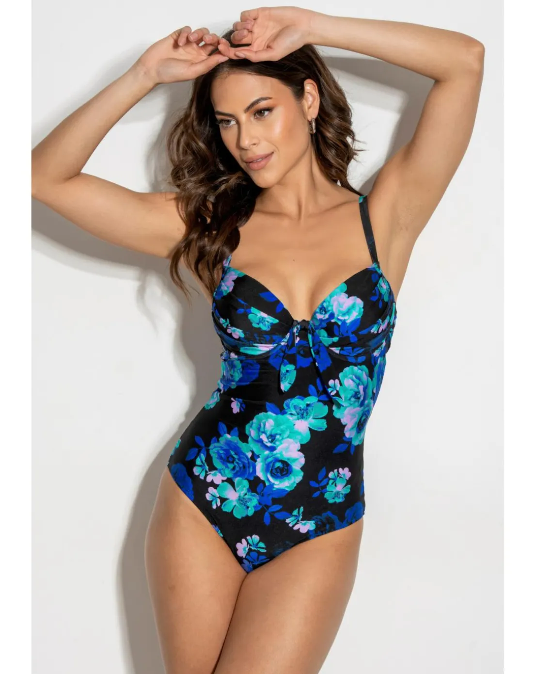 Pour Moi Portofino Wired Padded Swimsuit Black Floral