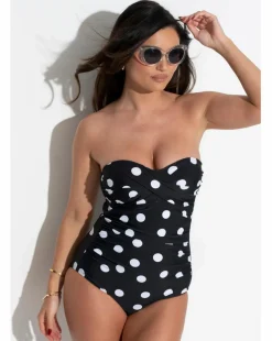 Pour Moi Santa Monica Tummy Control Strapless Swimsuit Black/White