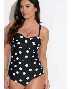 Pour Moi Santa Monica Tummy Control Strapless Swimsuit Black/White