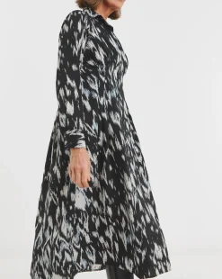 Printed Corset Midi Shirt Dress