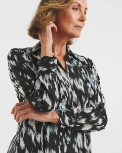 Printed Corset Midi Shirt Dress