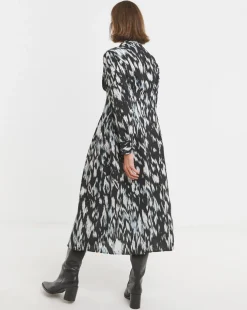 Printed Corset Midi Shirt Dress