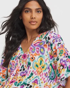 Printed Crinkle Tunic Top