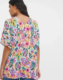 Printed Crinkle Tunic Top