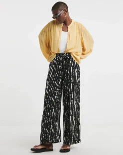 Printed Crinkle Wide Leg Trouser