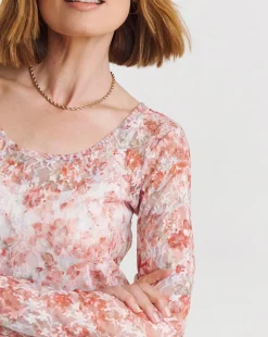 Printed Lace Long Sleeve Top