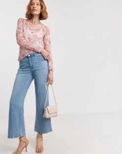 Printed Lace Long Sleeve Top