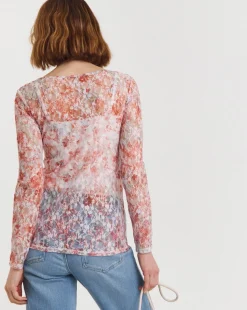 Printed Lace Long Sleeve Top