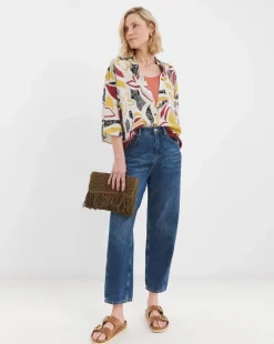 Printed Linen Mix Half Sleeve Shirt