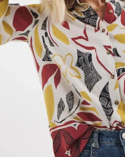 Printed Linen Mix Half Sleeve Shirt