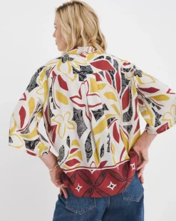 Printed Linen Mix Half Sleeve Shirt