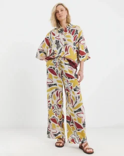 Printed Linen Mix Half Sleeve Shirt