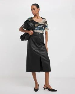 Printed Mesh Half Sleeve Top