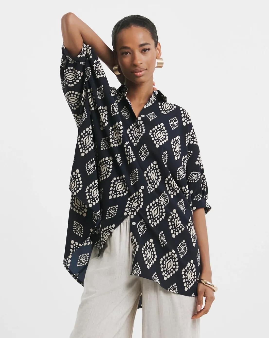 Printed Oversized Blouse