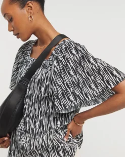 Printed Plisse Square Neck Top