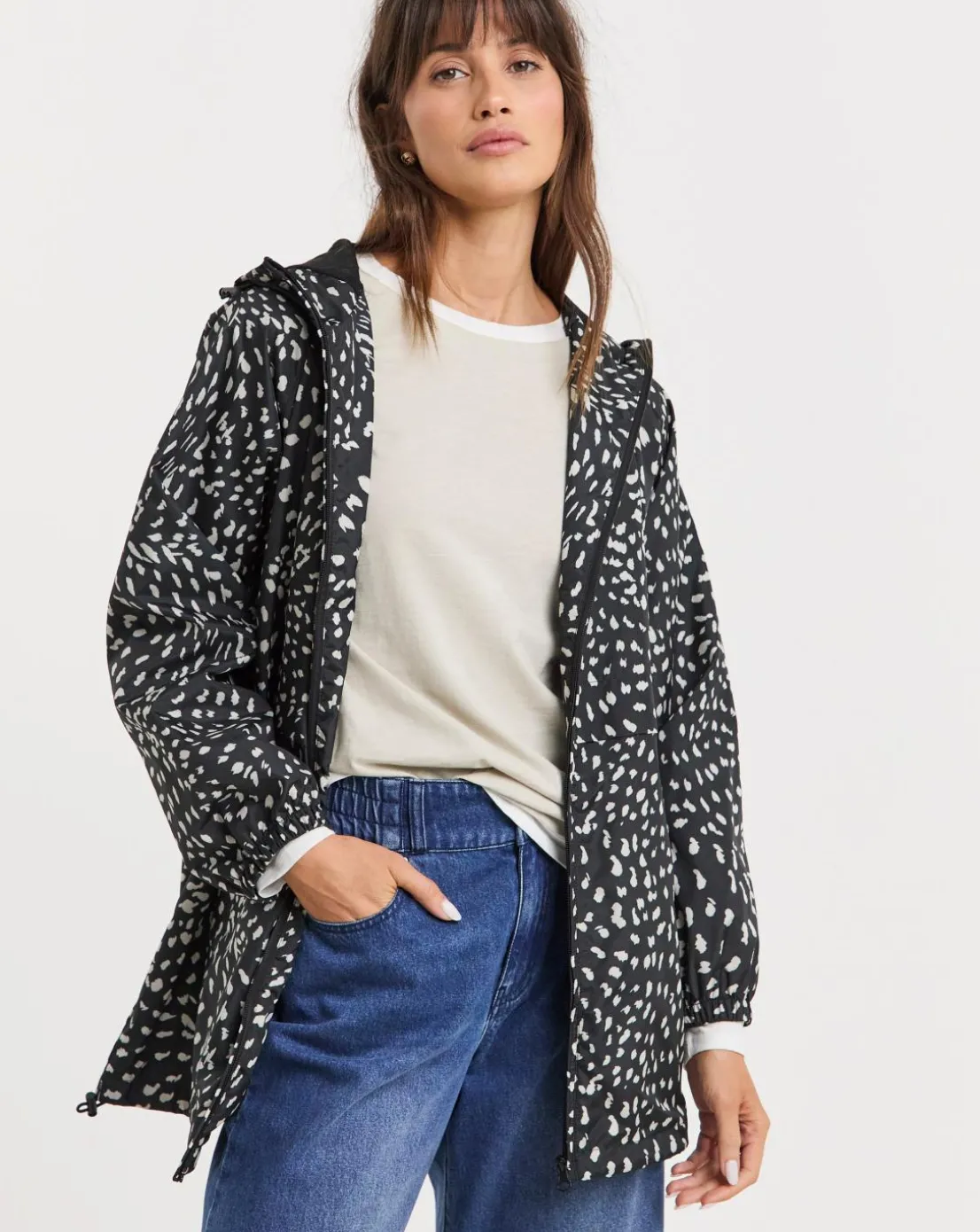 Printed Short Lightweight Raincoat