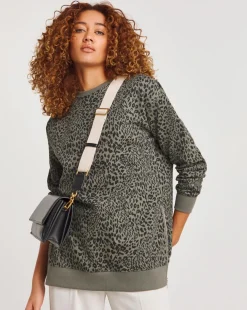 Printed Side Zip Longline Sweatshirt