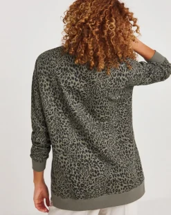 Printed Side Zip Longline Sweatshirt
