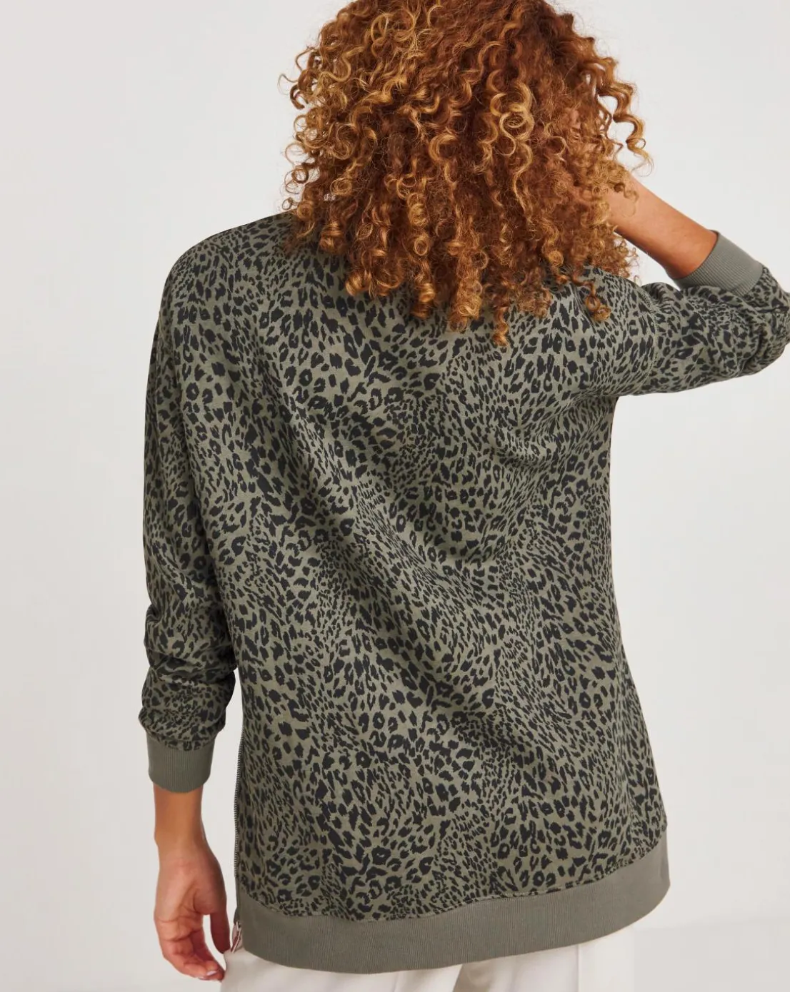 Printed Side Zip Longline Sweatshirt