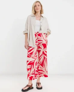 Printed Spun Viscose Cropped Wide Leg Culotte