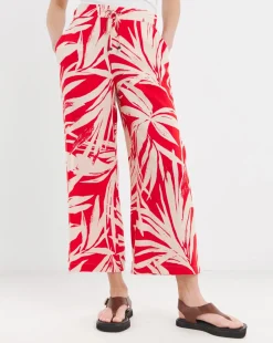 Printed Spun Viscose Cropped Wide Leg Culotte