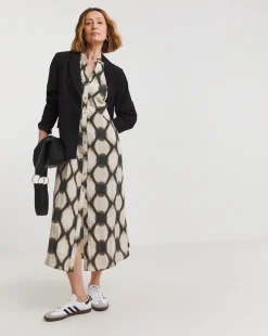 Printed Textured Fabric Kaftan Dress