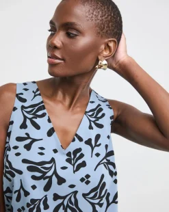 Printed V Neck Woven Vest