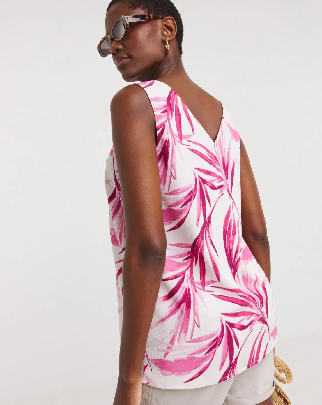 Printed V Neck Woven Vest