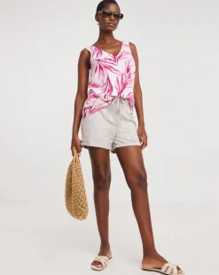 Printed V Neck Woven Vest