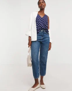 Printed V Neck Woven Vest