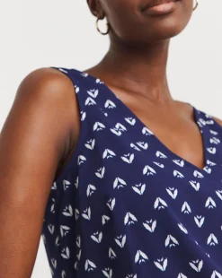 Printed V Neck Woven Vest