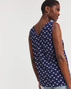 Printed V Neck Woven Vest