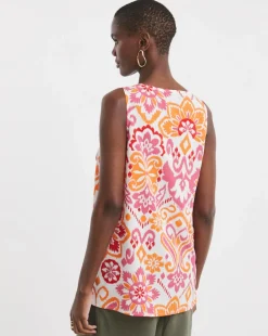 Printed V Neck Woven Vest