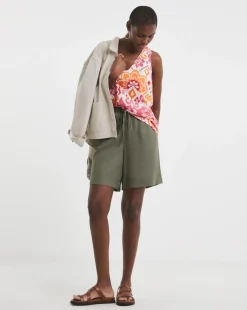 Printed V Neck Woven Vest