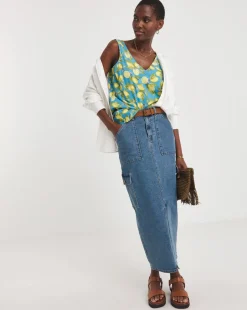 Printed V Neck Woven Vest