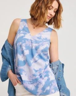 Printed V Neck Woven Vest