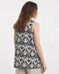 Printed V Neck Woven Vest