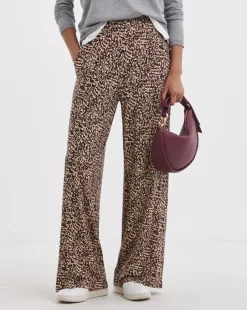 Printed Wide Leg Jersey Trouser