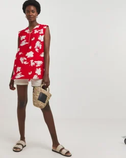 Printed Zip Front Top