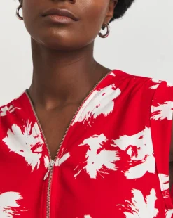 Printed Zip Front Top