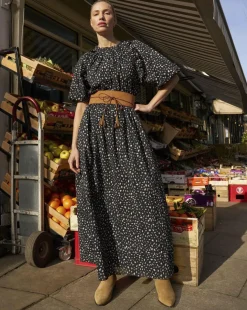 Puff Sleeve Cotton Maxi Dress