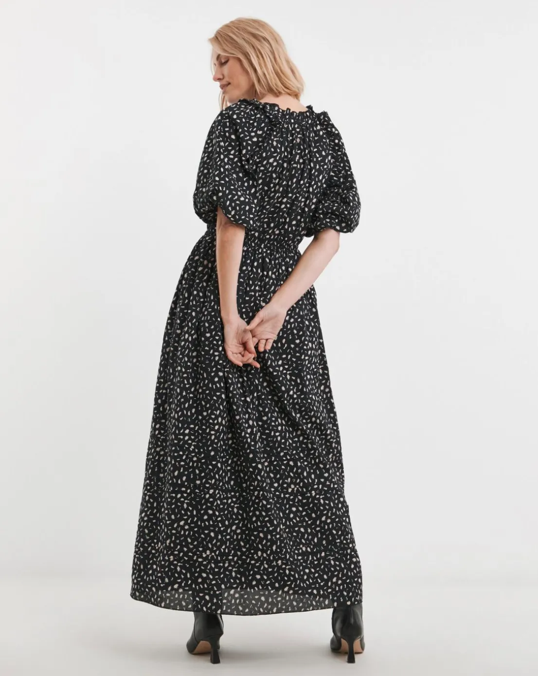 Puff Sleeve Cotton Maxi Dress