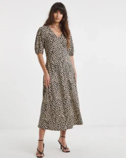 Puff Sleeve Soft Touch Jersey Dress