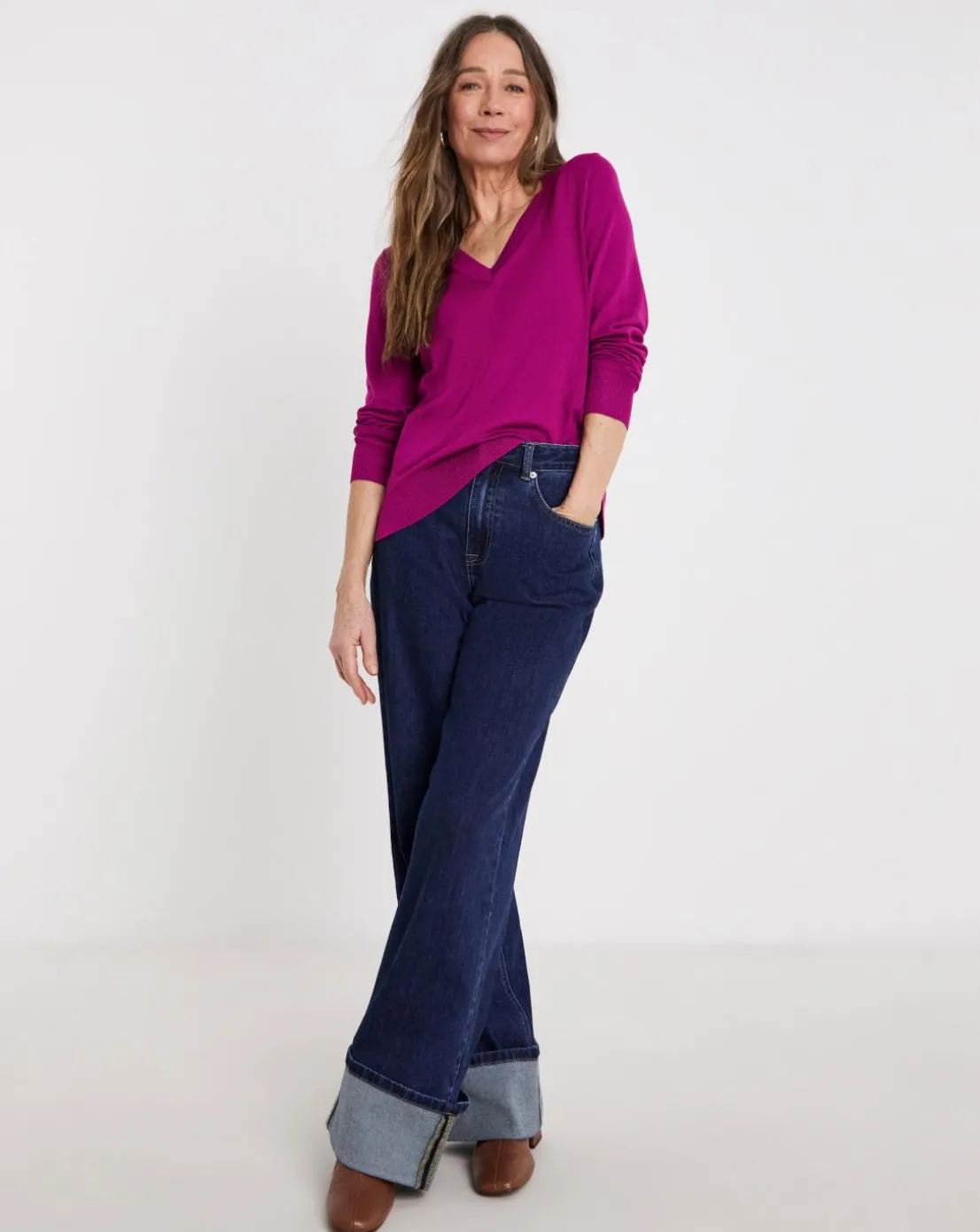 Purple V Neck Jumper