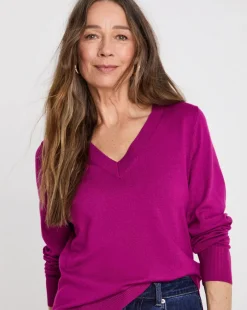 Purple V Neck Jumper