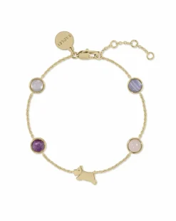 Radley 18ct Gold Plated Multi Stone Jumping Dog Charm Bracelet