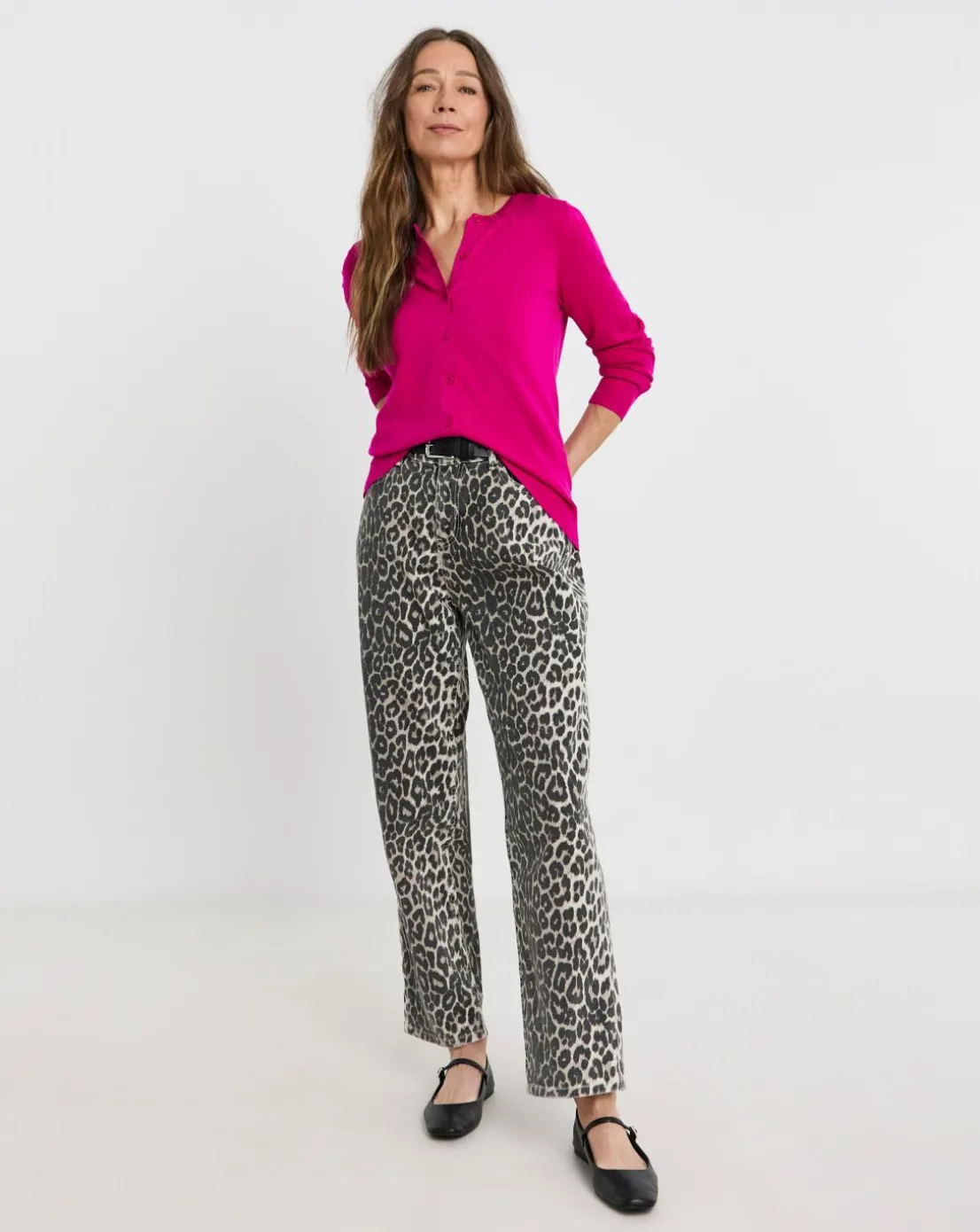 Raspberry Crew Neck Cardigan