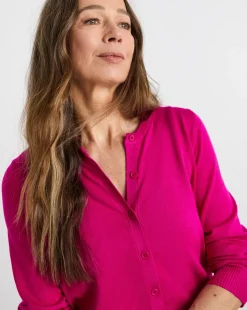 Raspberry Crew Neck Cardigan