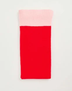 Red Contrast Scarf Hat & Handwarmer Set