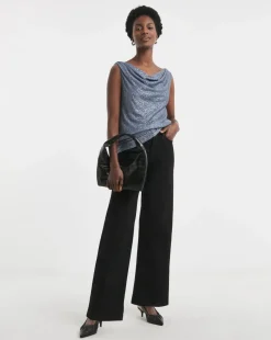 Reversible Pale Blue Cowl Neck Sequin Vest